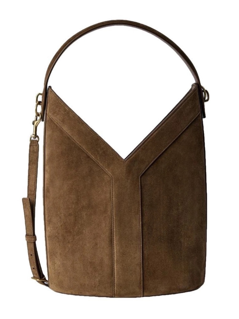 SAINT LAURENT Y Top handle suede leather bucket shoulder bag